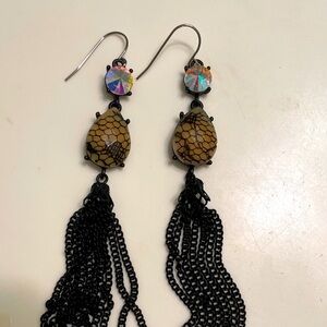 Dramatic lace and chain earrings